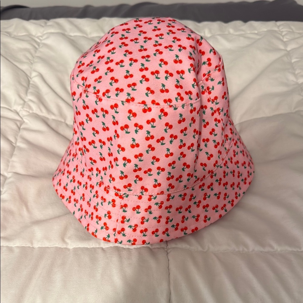 Cherry Print Pink Bucket Hat 🍒🍒